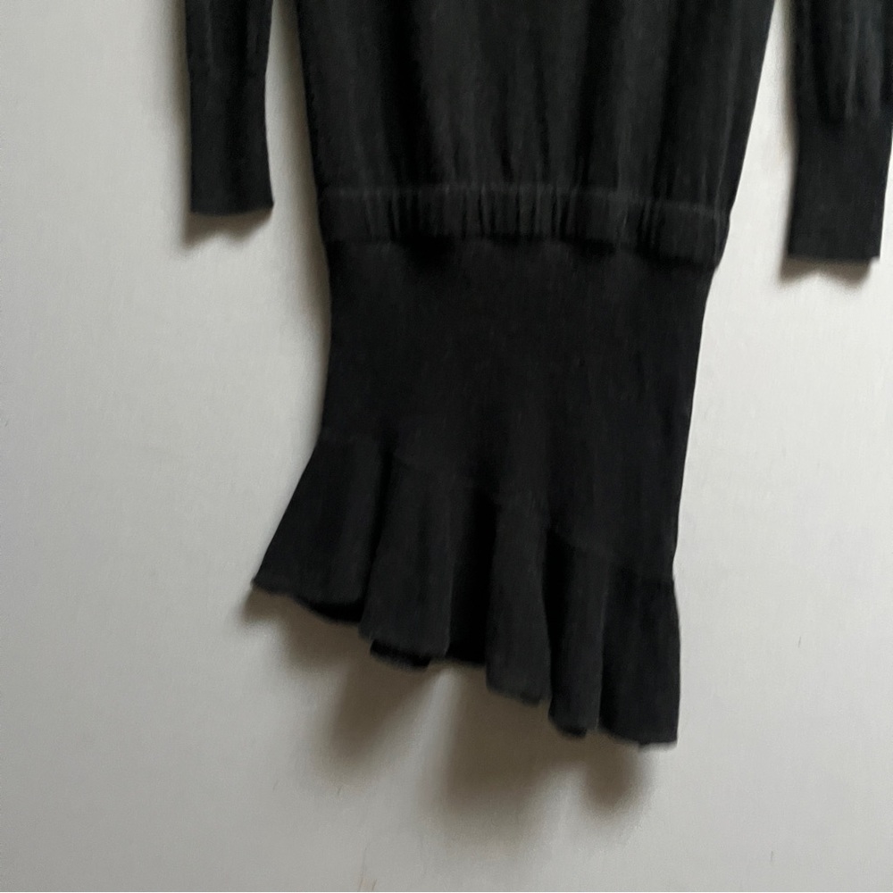AllSaints Hava Black Wool Cashmere Asymmetrical Ruffle Turtleneck Dress Size S - Picture 7 of 10